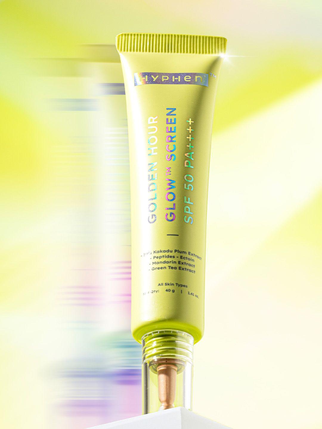 Hyphen Golden Hour Glow SPF50 PA++++ Sunscreen with Peptides & Mandarin Extract - 40 g