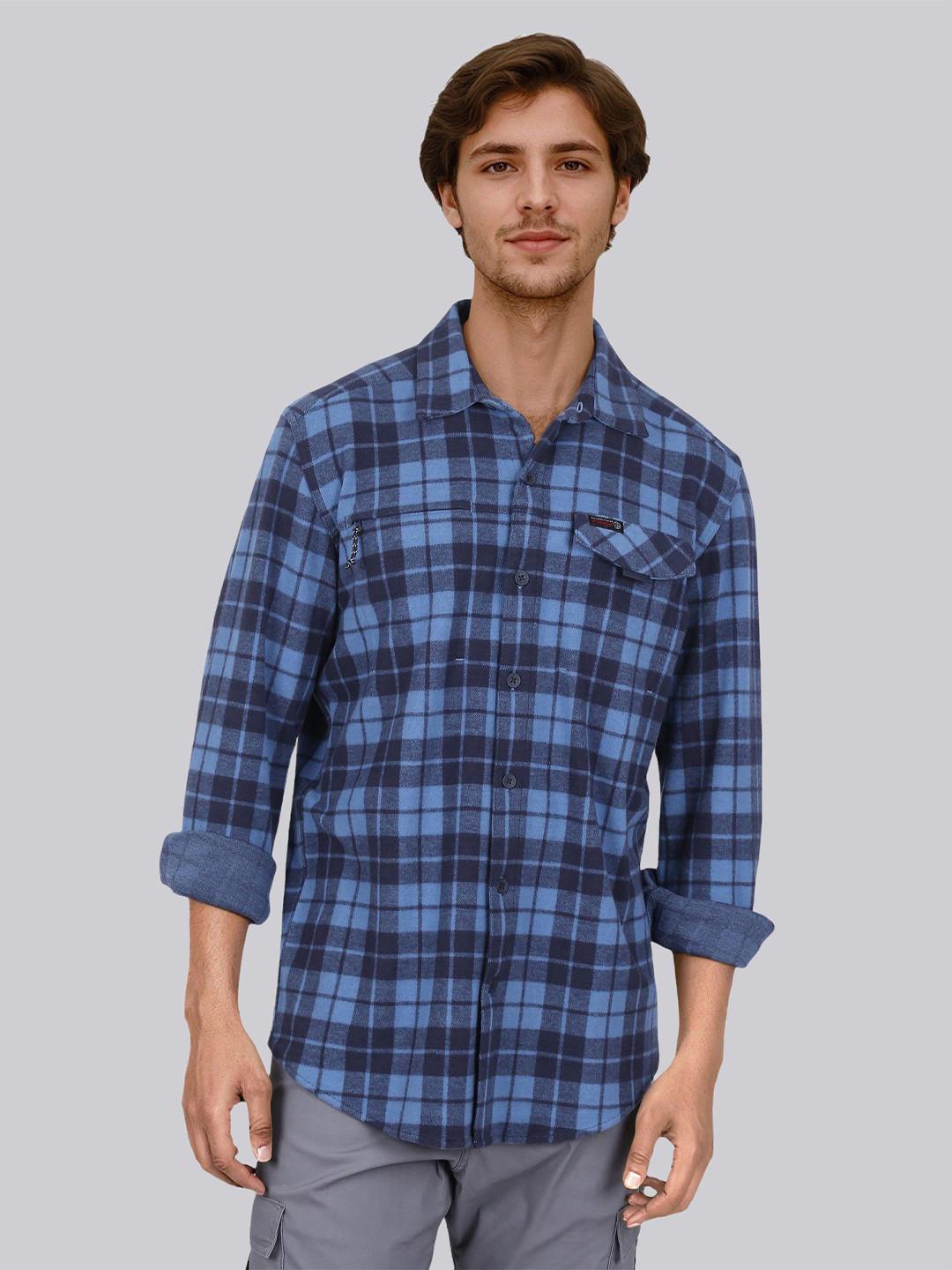 Wrangler Men Cutaway Collar Checked Casual Shirt