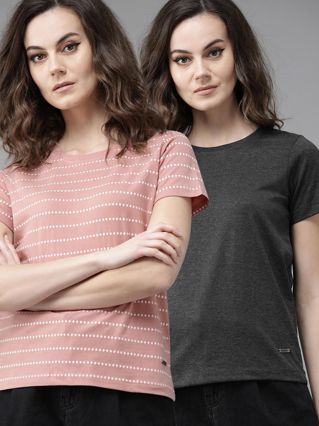 The Roadster Lifestyle Co Pack Of 2 Relaxed Fit Cotton T-shirts