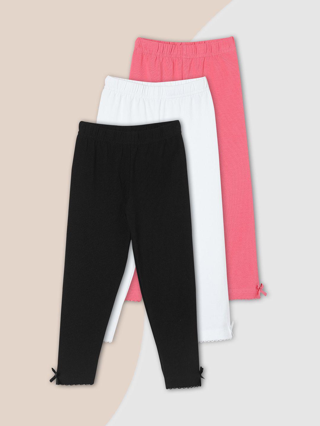 Max Girls Solid Full-Length Leggings - Pack of 3