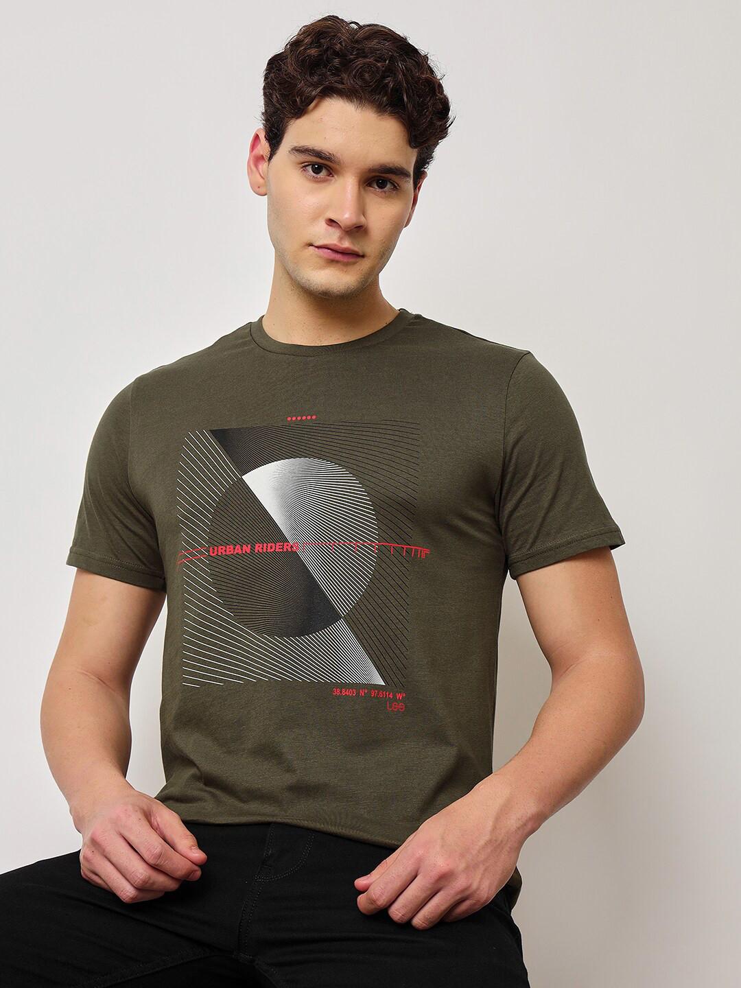 Lee Slim Fit Graphic Printed Round Neck Cotton T-Shirt