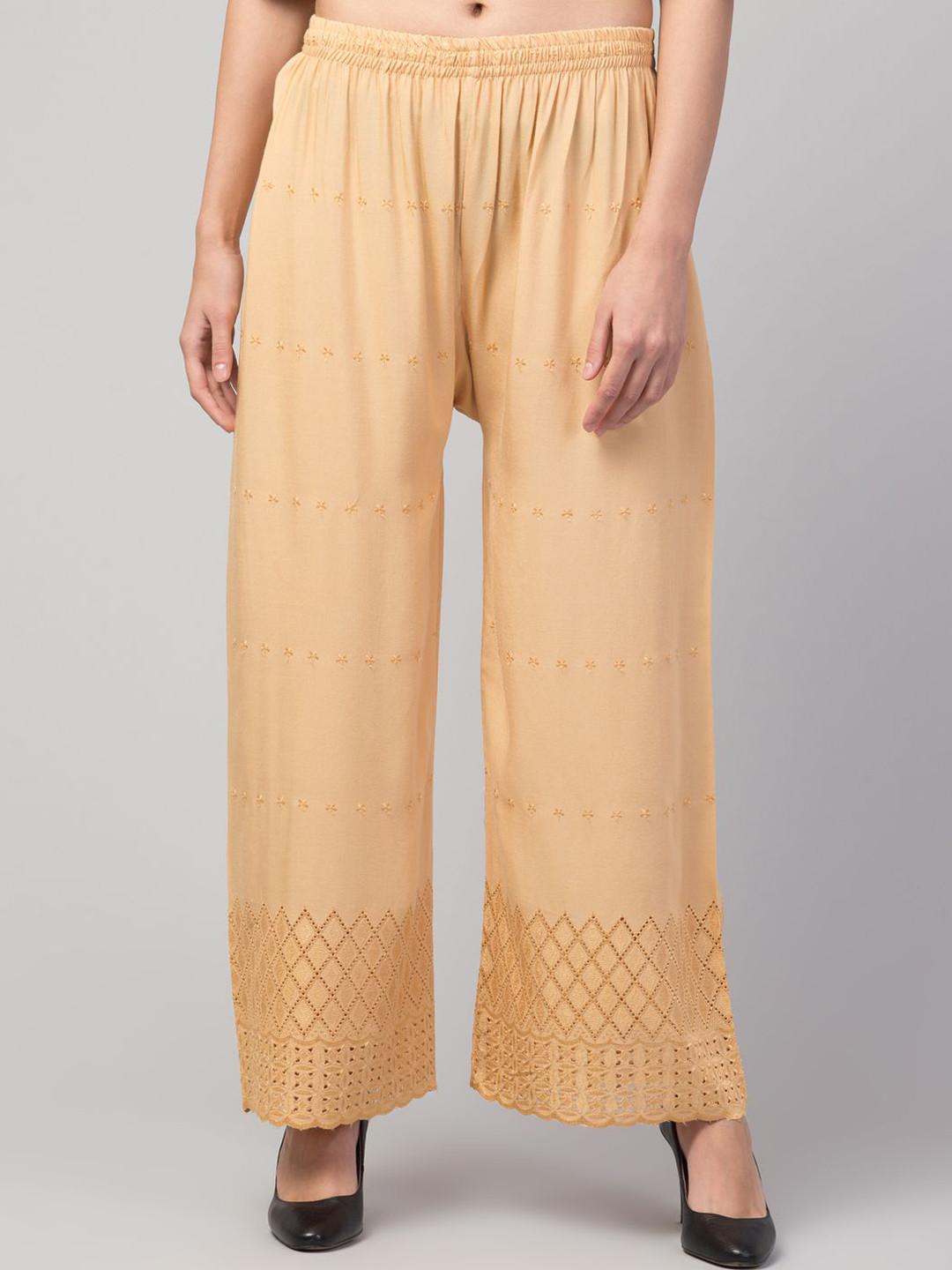 FAMBEE Women Embroidered Knitted Palazzos
