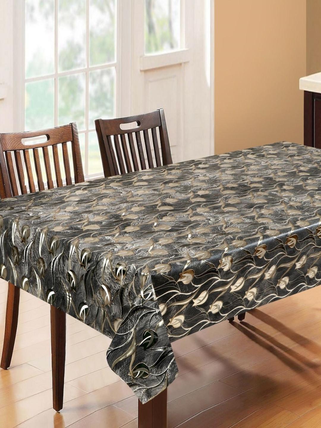 LooMantha Brown Printed Waterproof 6-Seater Table Cover