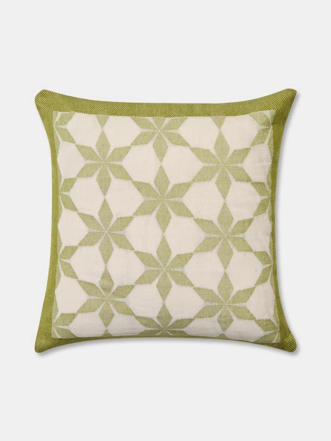 Fabindia Jarul Cutwork Floral Cotton Patchwork Square Cushion Covers - 15.7 x 15.7 In