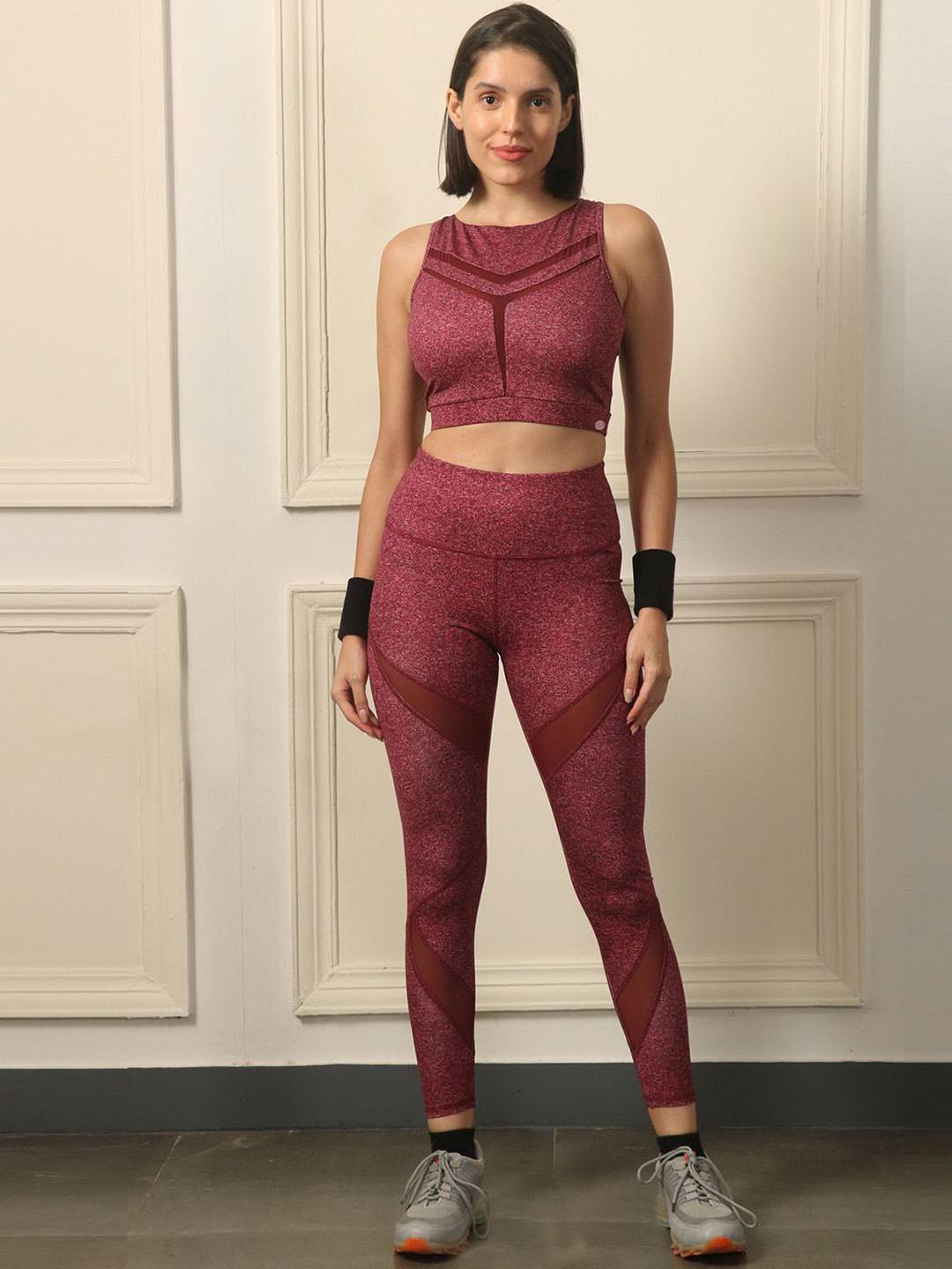 SOIE Women Quick Dry Racer Back Sports Bra & Ankle Length Leggings