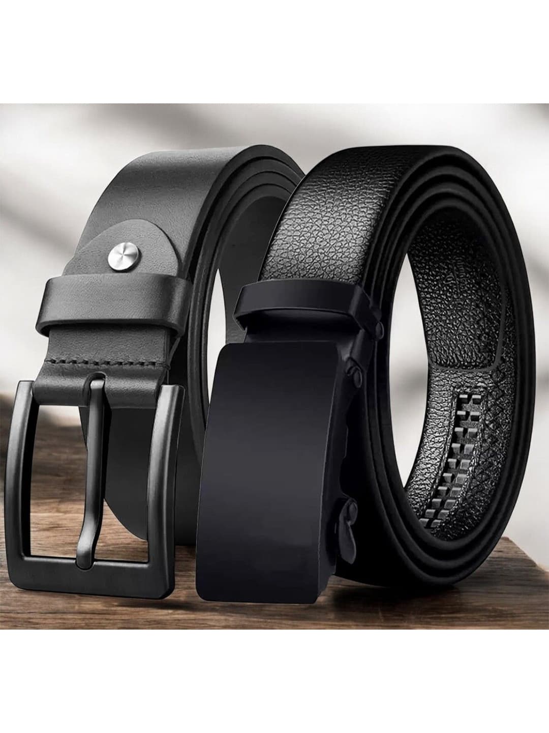 The Roadster Lifestyle Co. Men Set Of 2 Textured Leather Belts