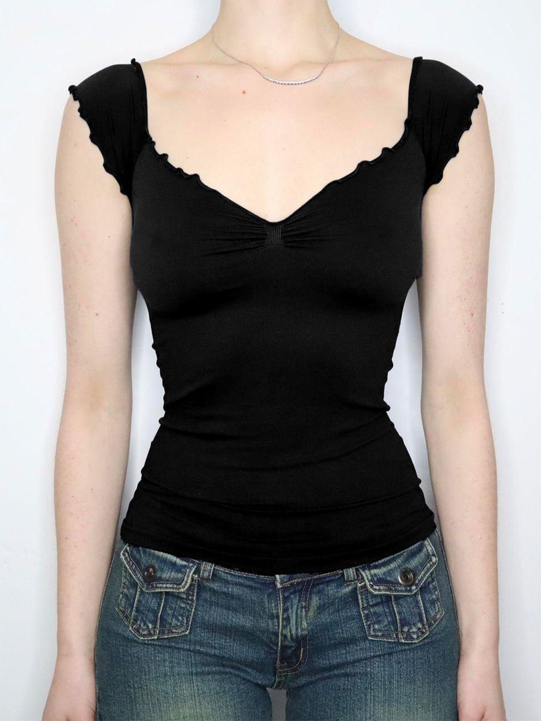 StyleCast Women Solid V-Neck Top