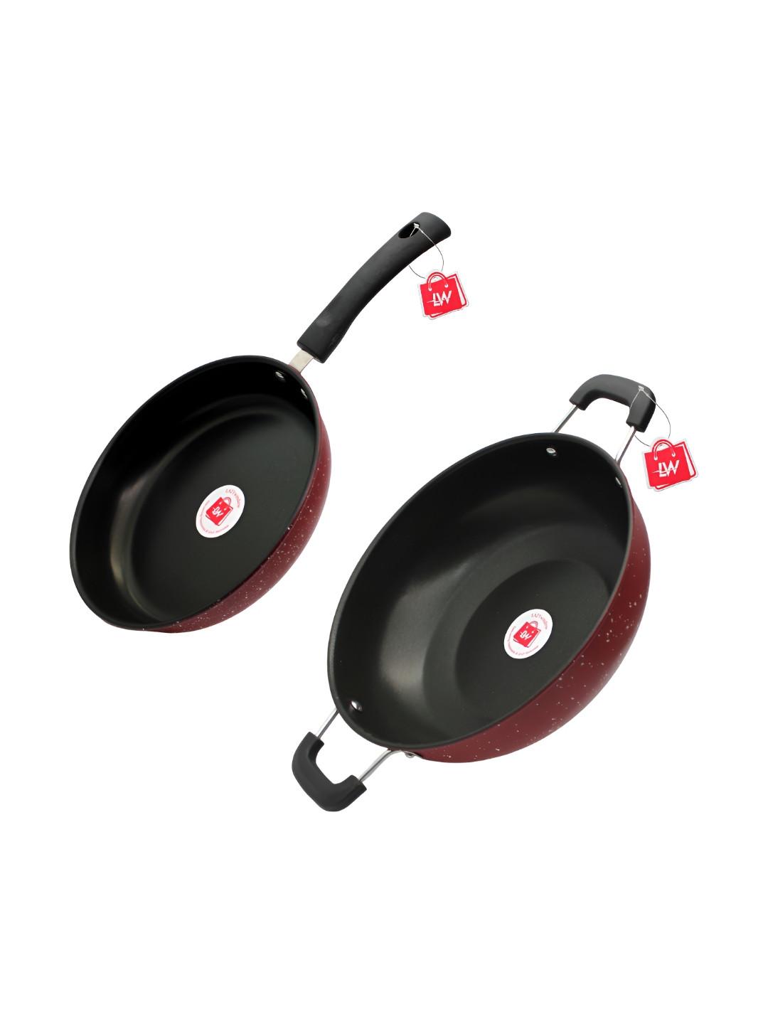 LAZYwindow 2 Pieces Maroon Microwave Safe Iron Cookware