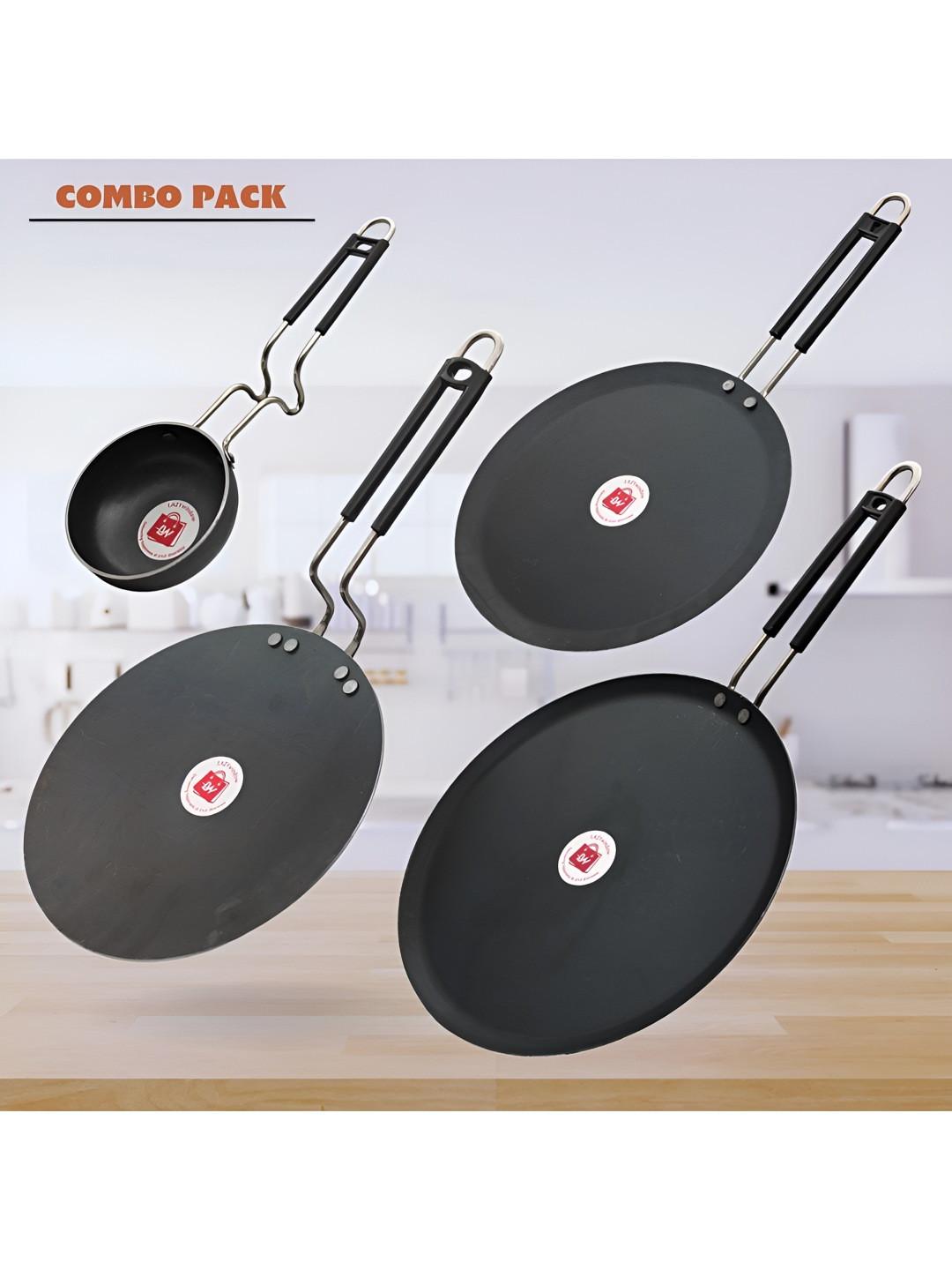 LAZYwindow 5 Pieces Black Microwave Safe Iron Cookware
