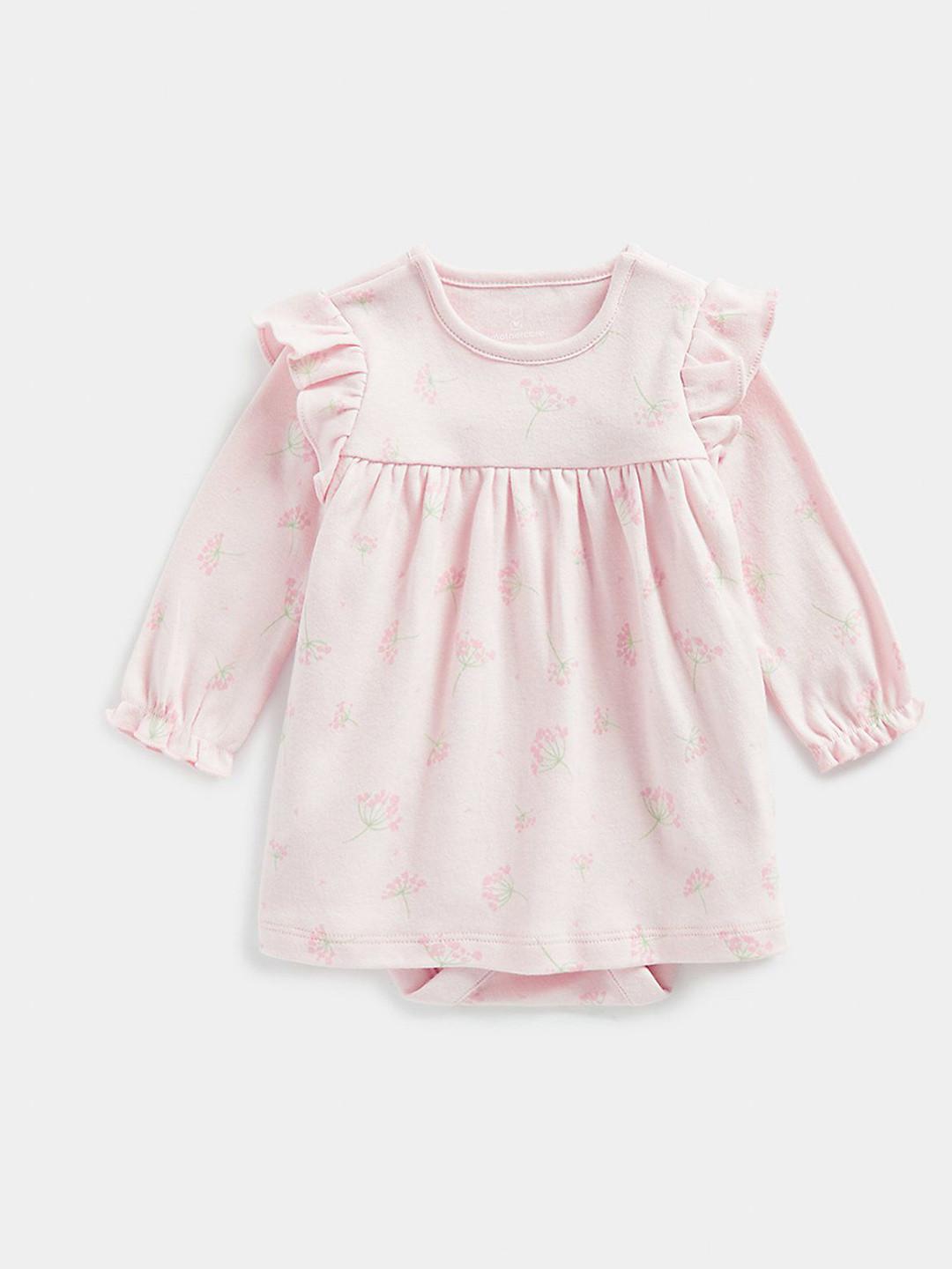 mothercare Girls Floral Print Pure Cotton Fit-Flare Long Dress