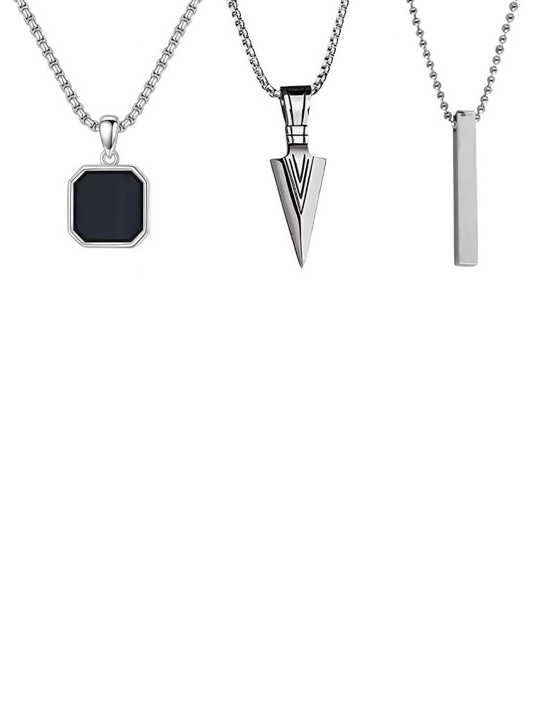 The Roadster Lifestyle Co. Men Set of 3 Geometric Shaped Pendant