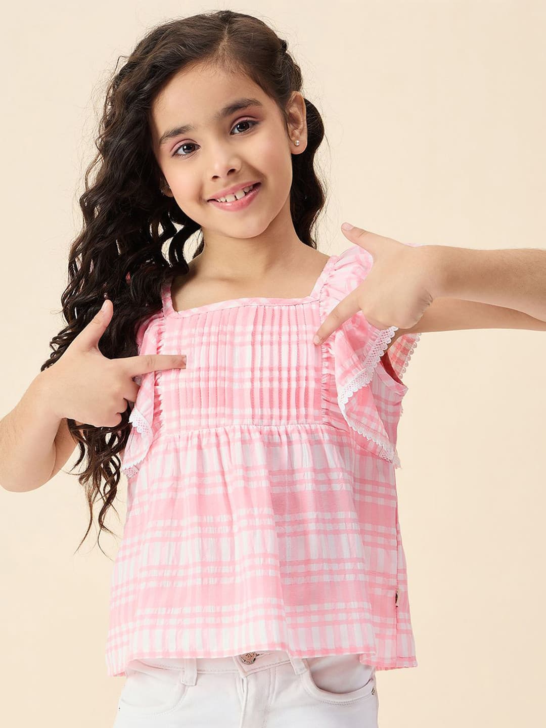 StyloBug Checked Crepe Top