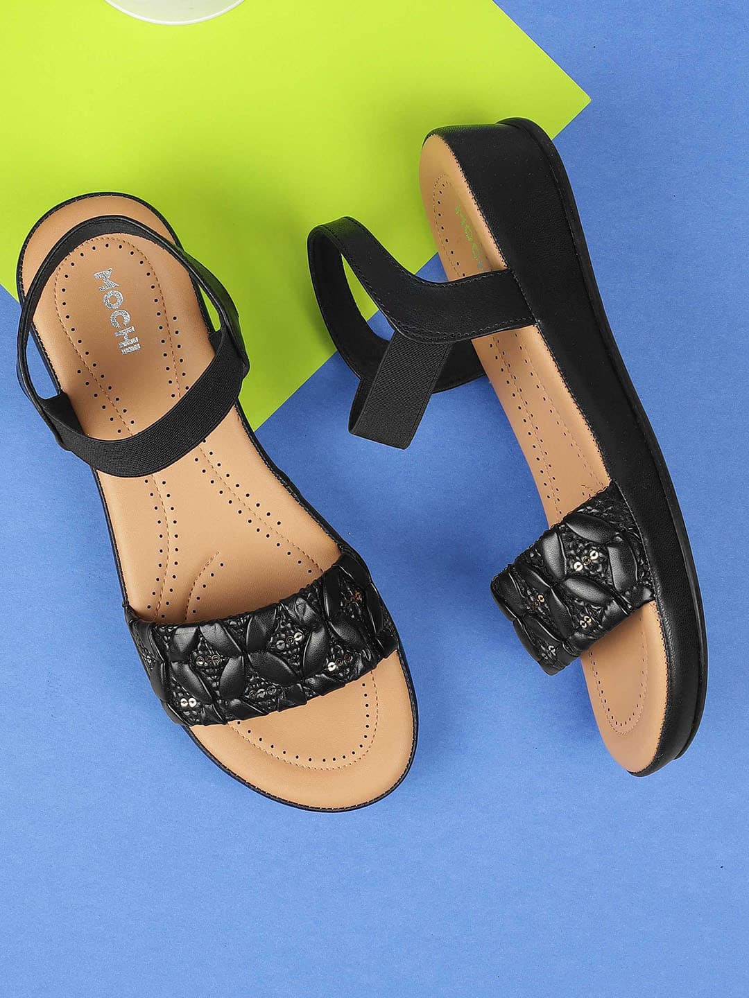 Mochi Embellished Round Toe Wedge Sandals