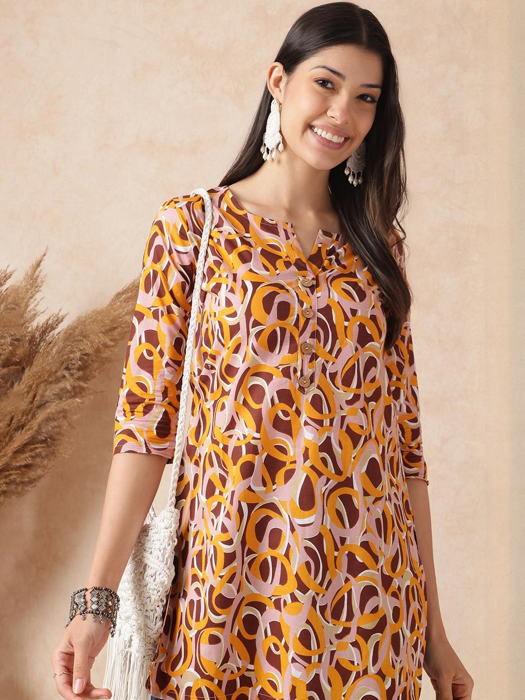 KALINI Women Floral Print Cotton Top