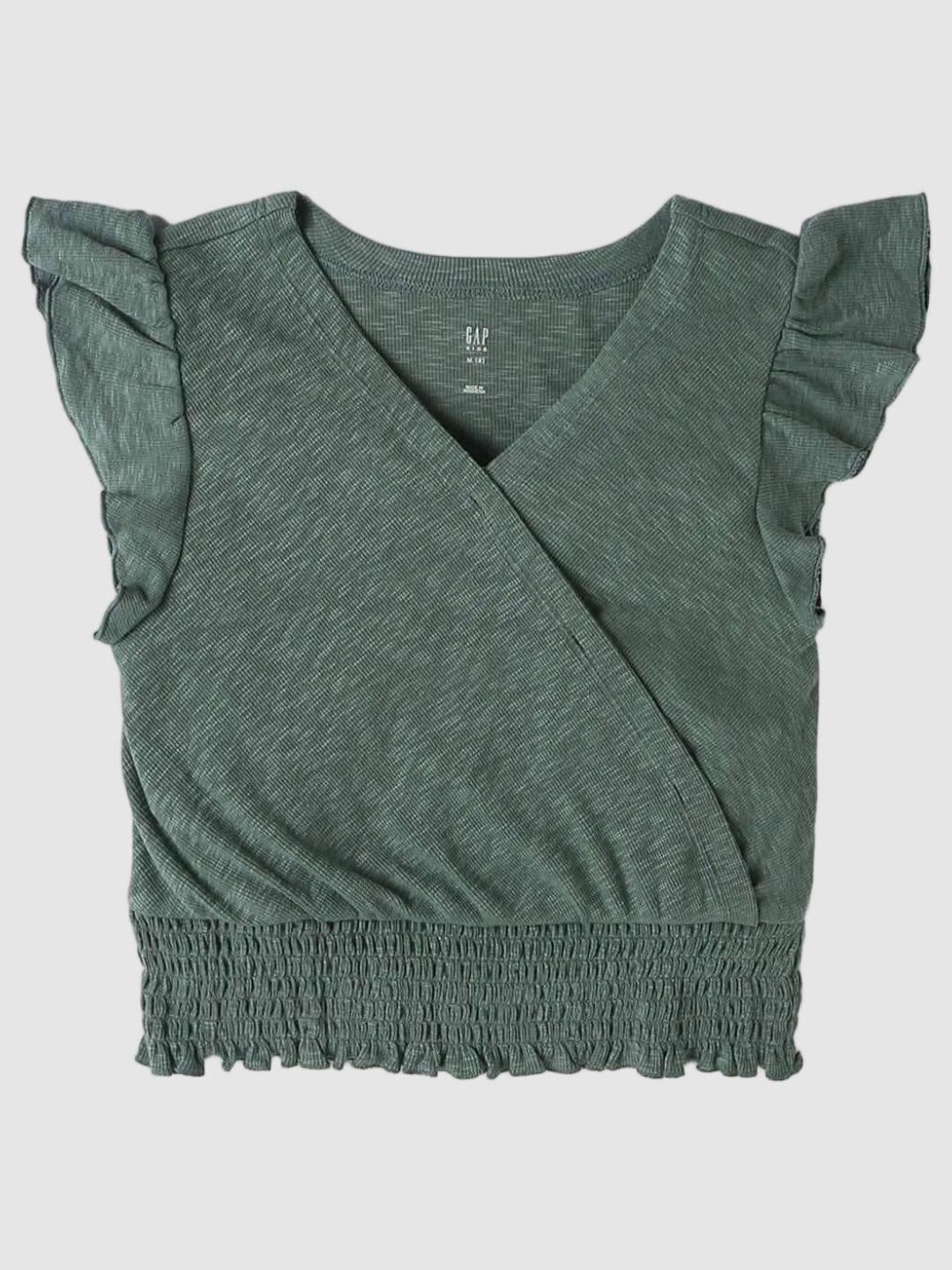 GAP Girls V-Neck Flutter Sleeves Wrap Top