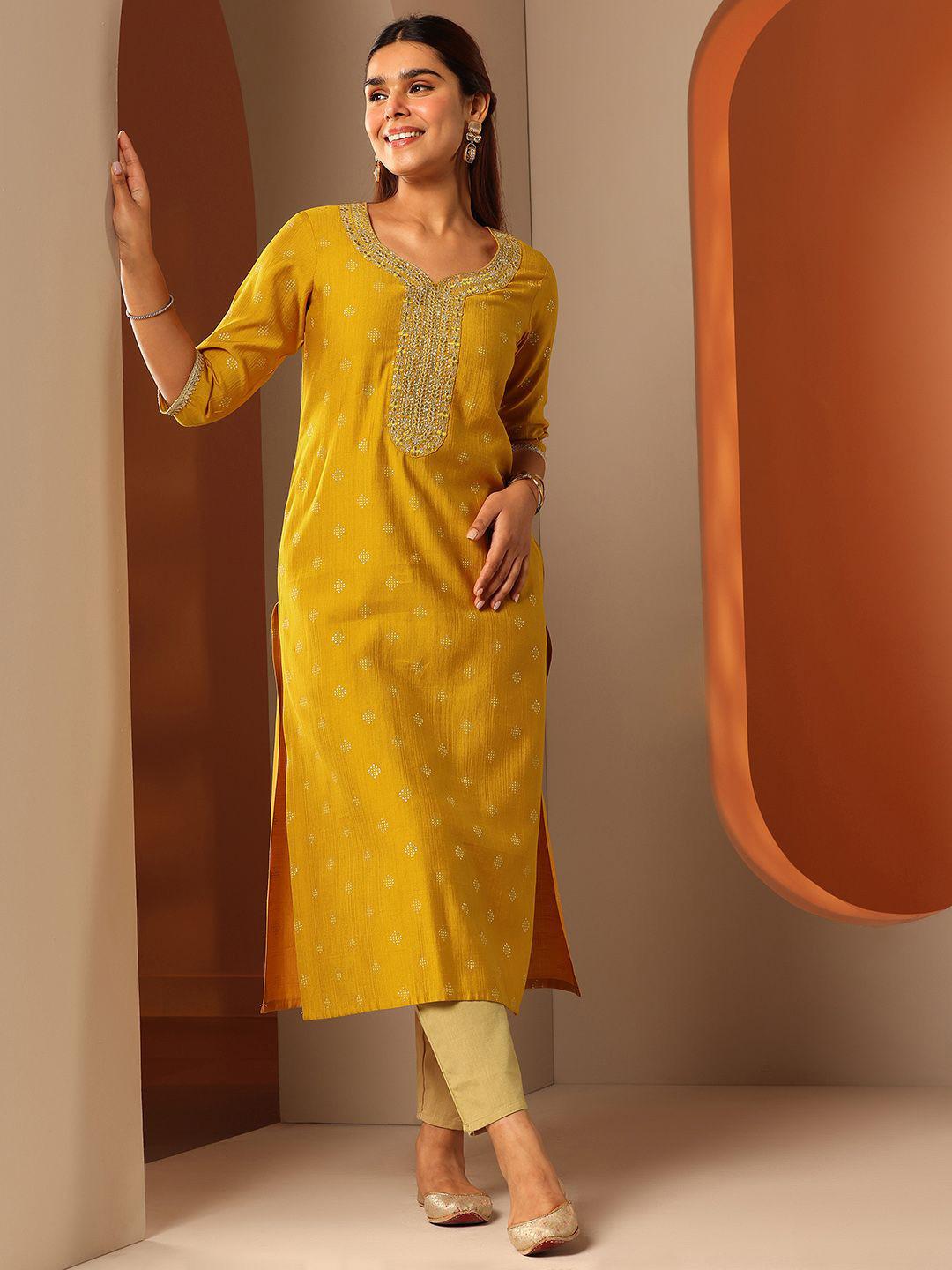 Libas Women Woven Design Thread Work Kurta