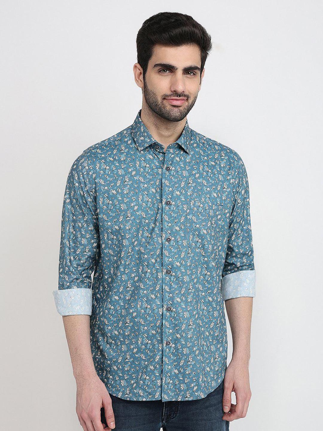 Raymond Men Comfort Regular Fit Floral Printed Spread Collar Cotton Casual Shirt