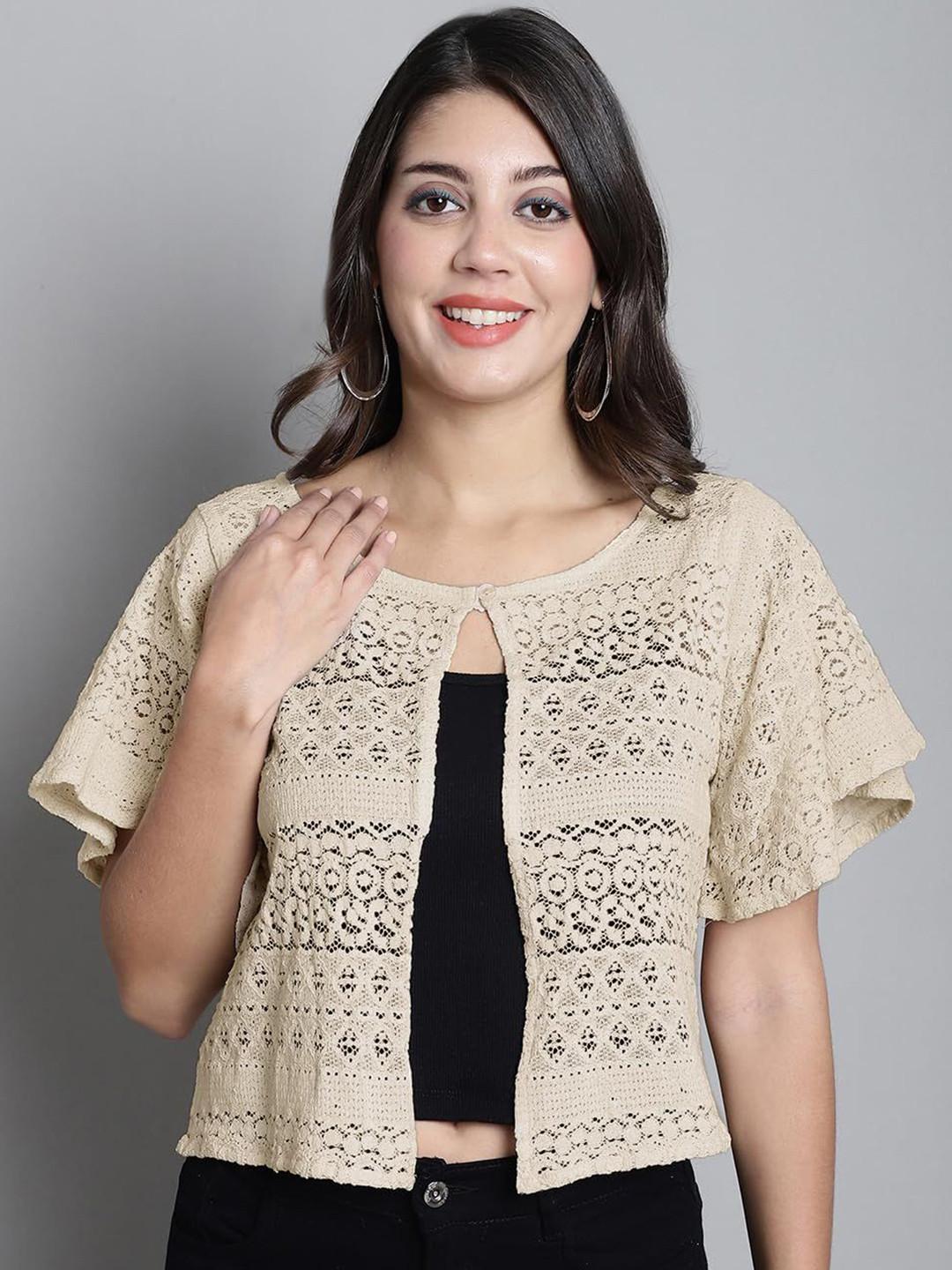 SZN Self Design Button Cotton Shrug