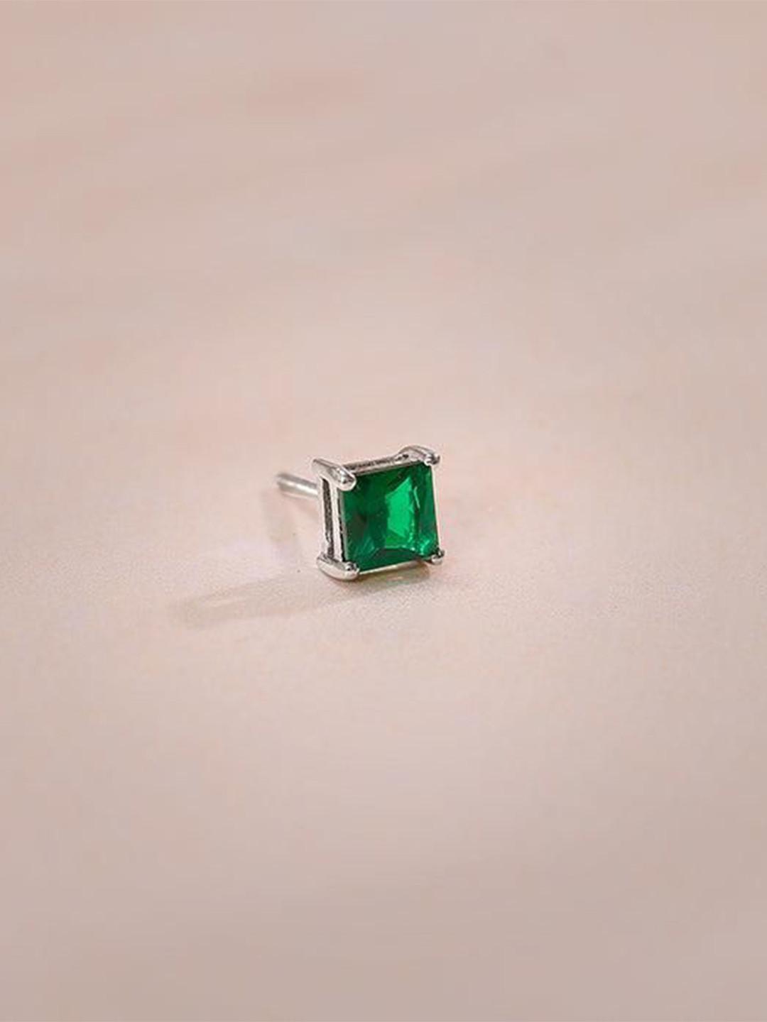 GIVA Men 925 Silver Rhodium-Plated Zircon Studded Square Studs Earrings