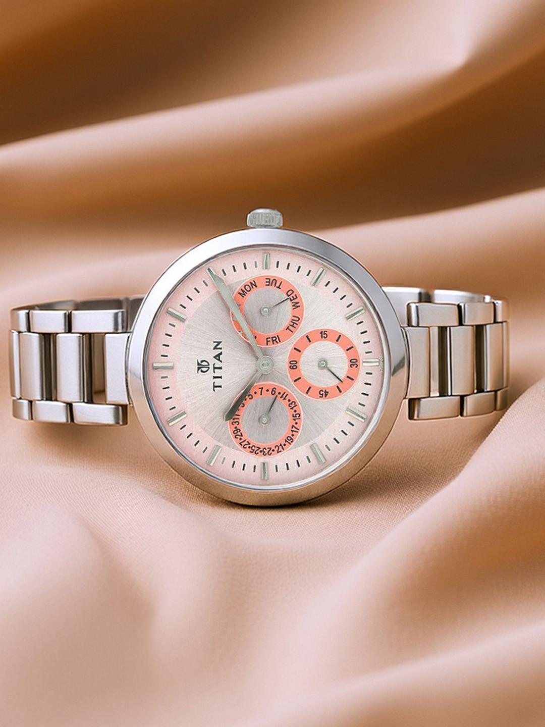 Titan Fashion-speed5 Multifunction Analog With Pink Dial Watch For Women - Nt2480sm05