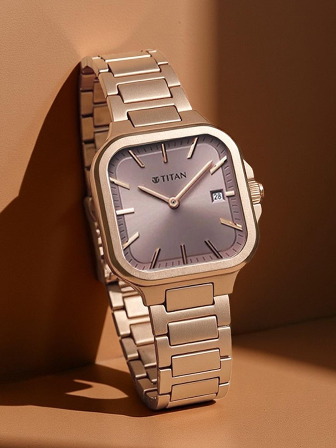 Titan Slim Square Quartz Analog With Lavender Dial Watch For Women - 95291wm01