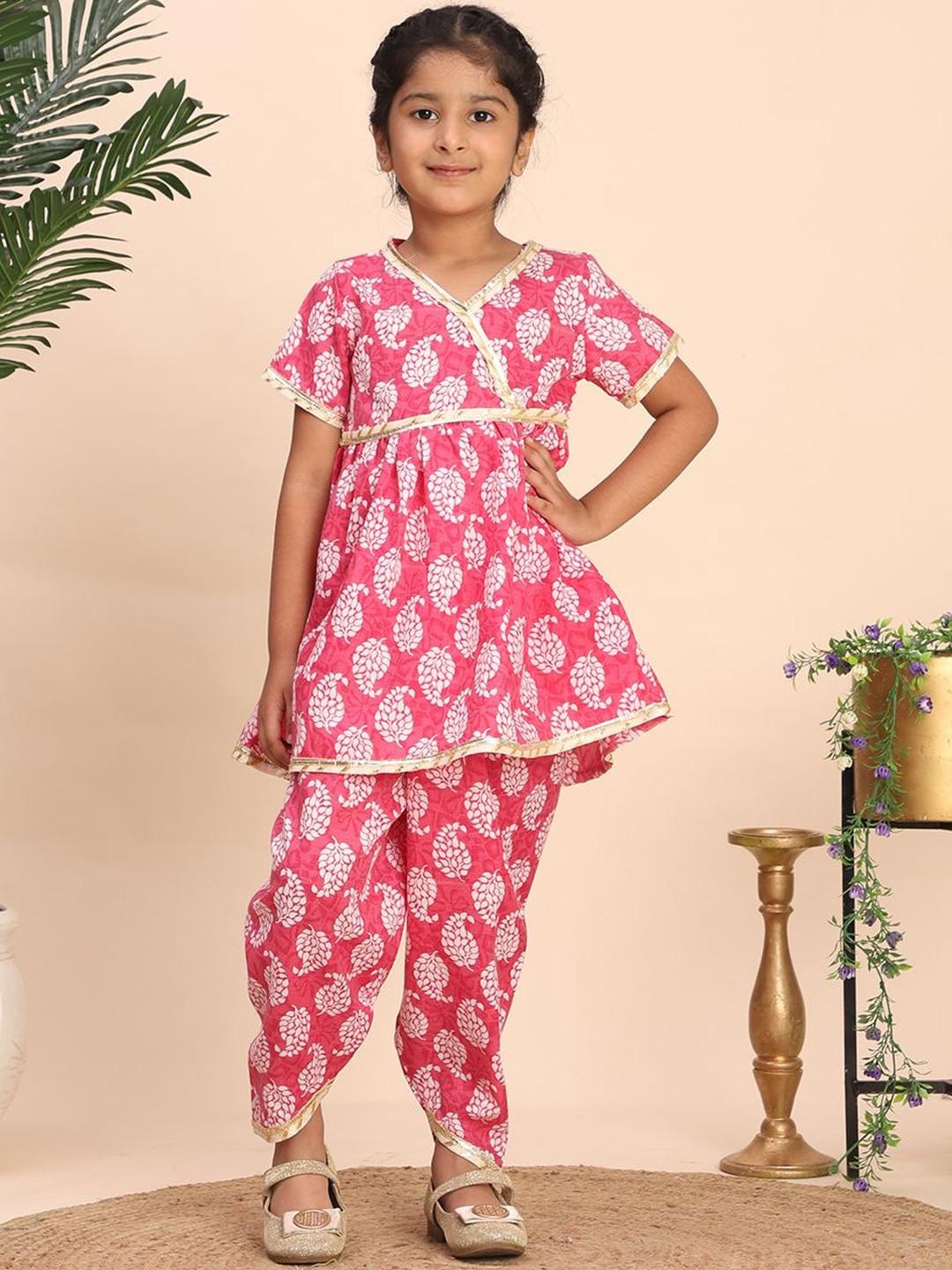 Cutiekins Girls Floral Printed Kurta with Dhoti Pants