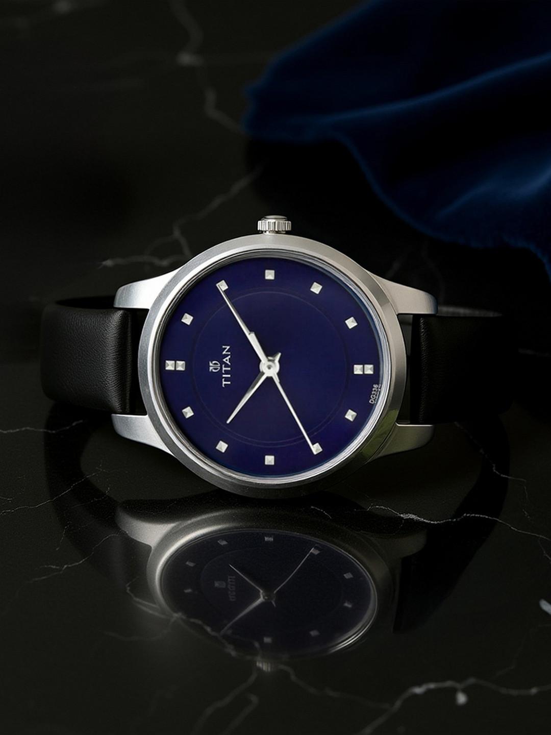 Titan Workwear Chic Minimalist Quartz Analog With Blue Dial Watch For Women - Np2481sl08