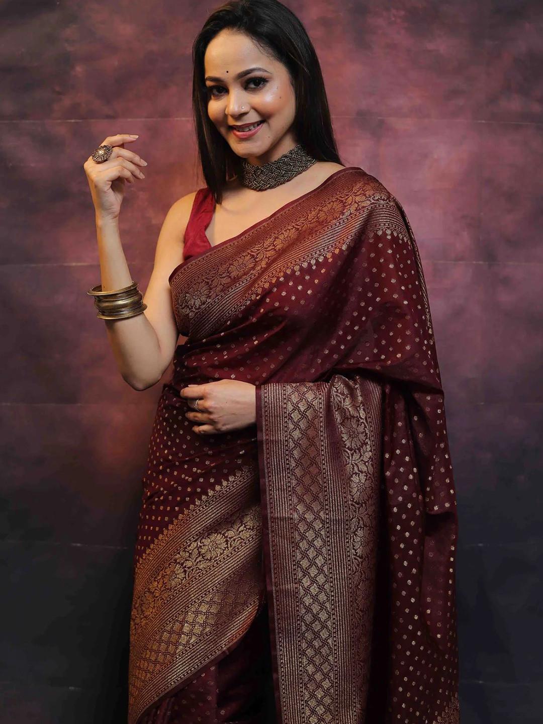 Shriyangan Ethnic Motifs Zari Art Silk Kanjeevaram Saree