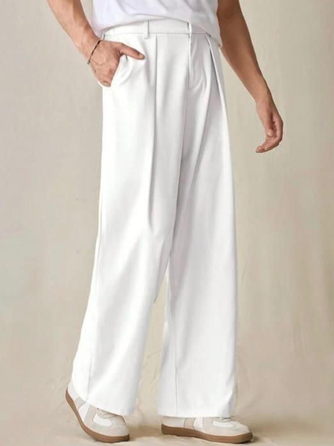 COVZ Men Korean Loose Fit Easy Wash Pleated Trousers