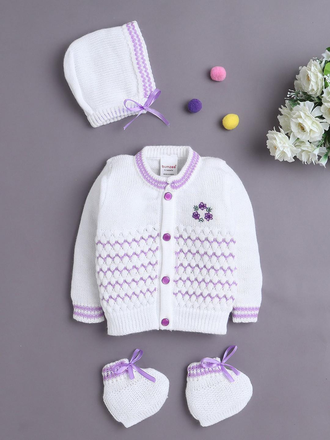 BUMZEE Infant Girls Sweater With Cap & Socks