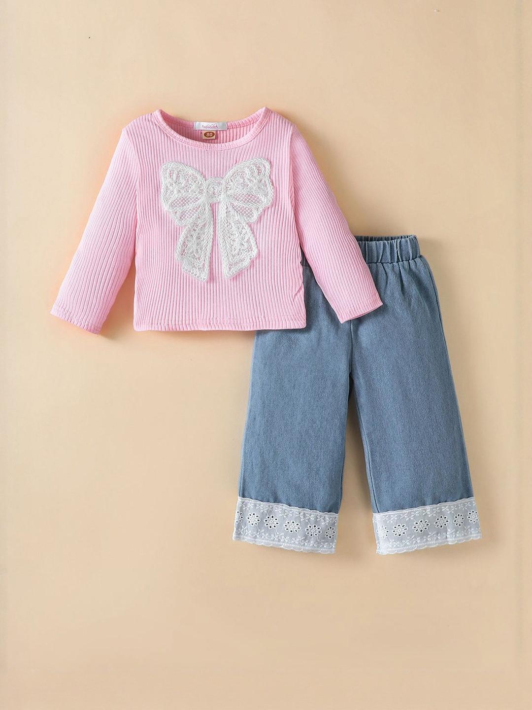 Hopscotch Girls Ribbon Bow Blouse & Jeans