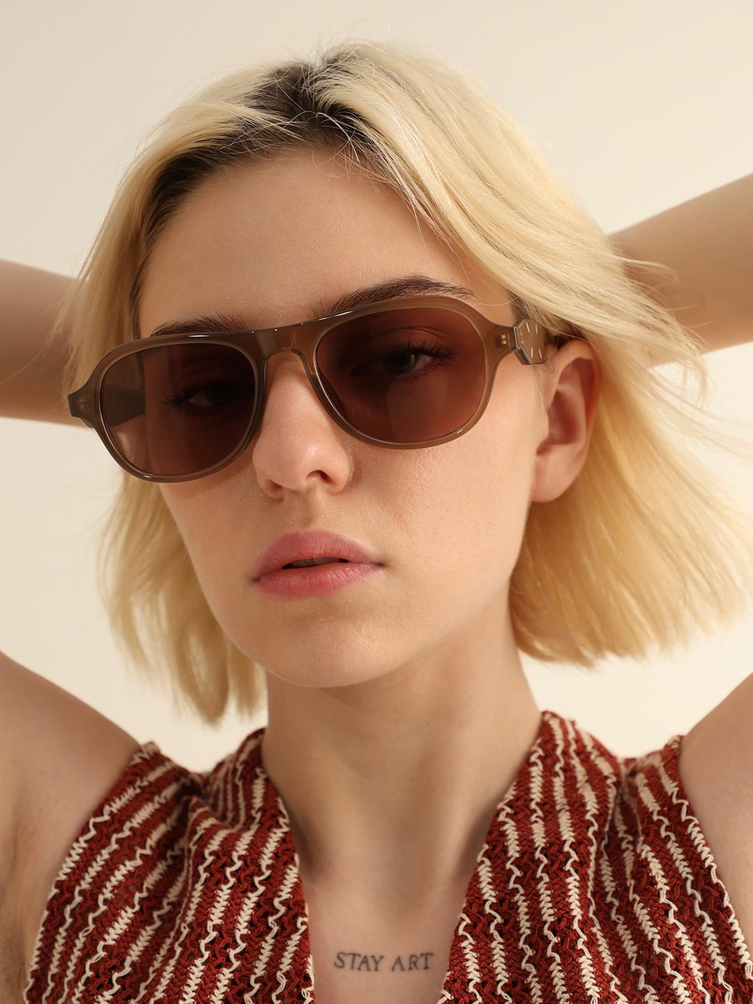 ONLY Women Brown Lens & Brown Oversized Sunglasses With UV Protected Lens