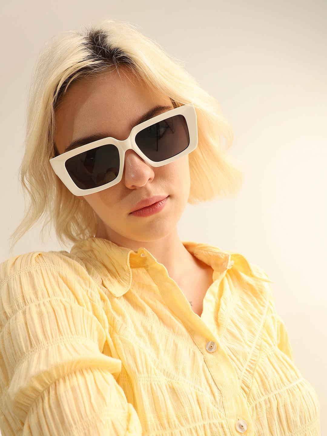 ONLY Women Black Lens & White Wayfarer Sunglasses 9020256001