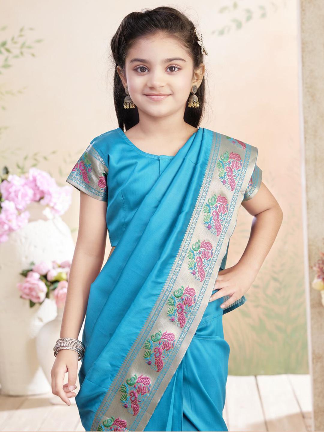 Aarika Girls Zari Woven Design Art Silk Saree
