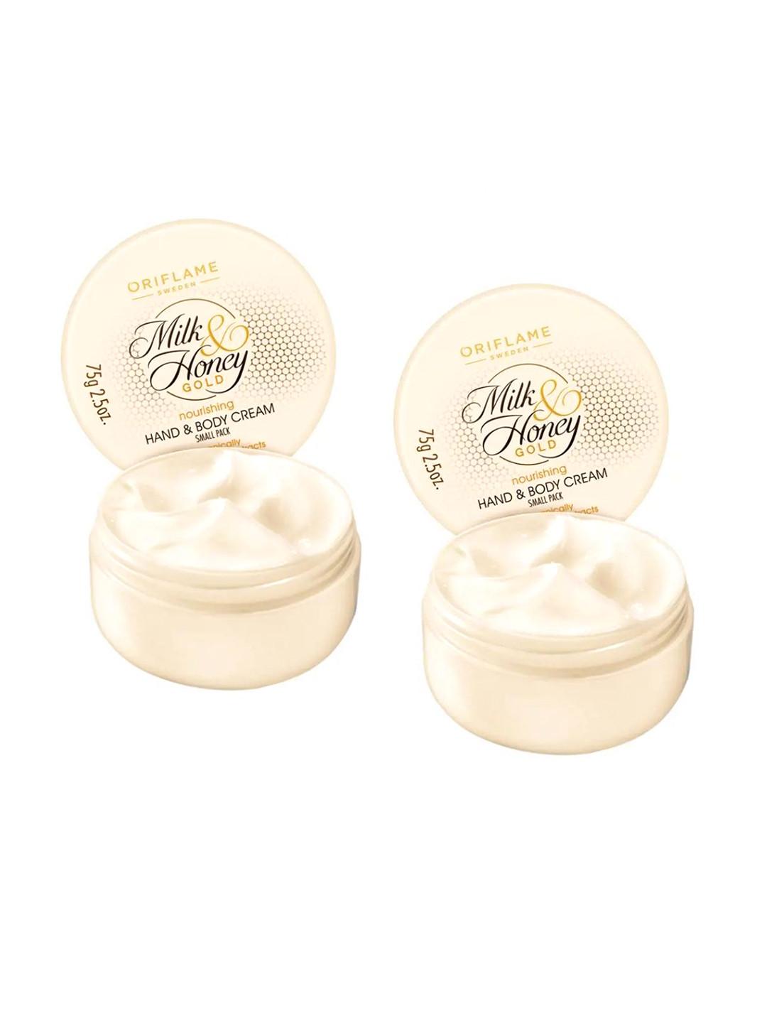 Oriflame Set Of 2 Milk & Honey Gold Nourishing Hand & Body Cream - 75 g Each