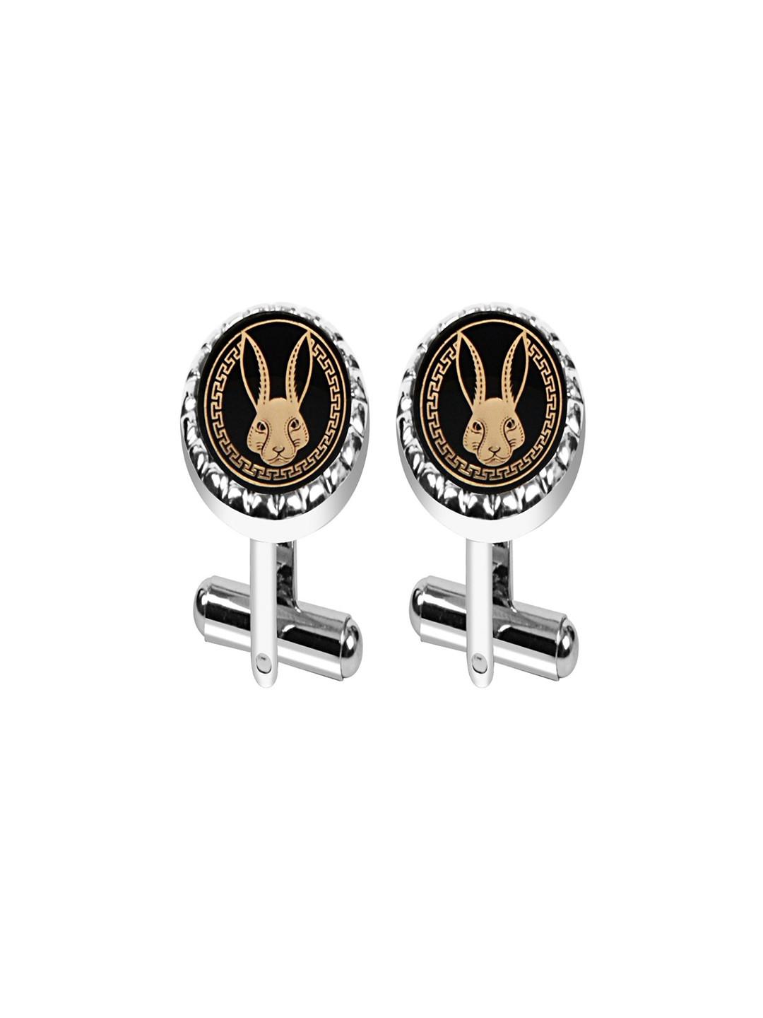 Curren Silver-Plated Round Engraved Cufflink