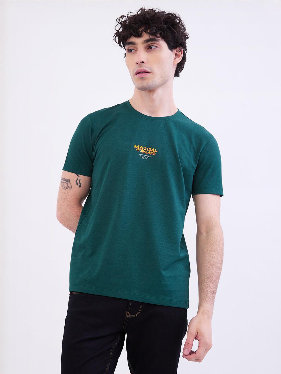 SPYKAR Men Green Polyester Tshirts