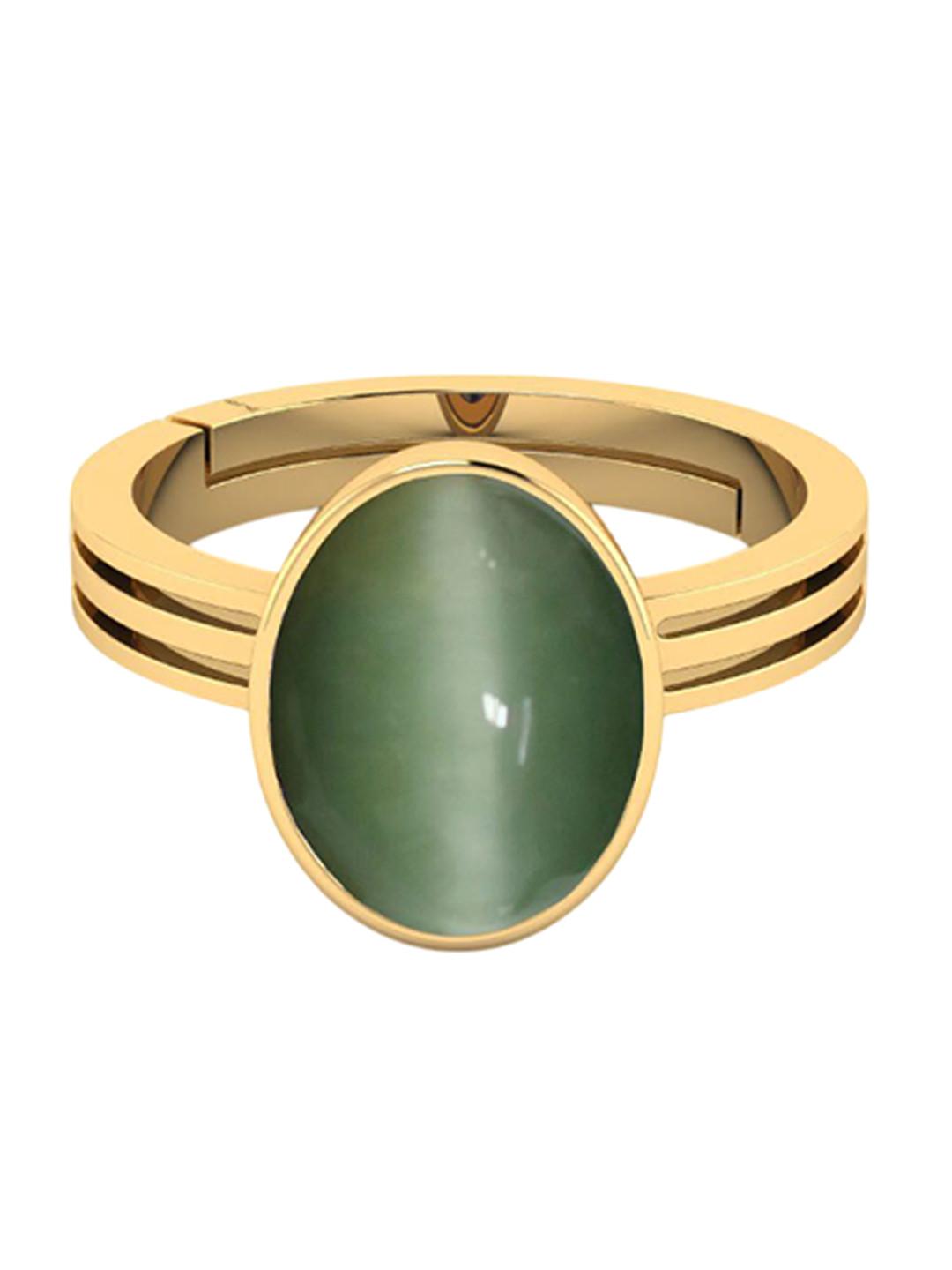 VISHVMA Women 9.25 Ratti Gold Plated & Cats Eyes Gemstone Studded Finger Ring