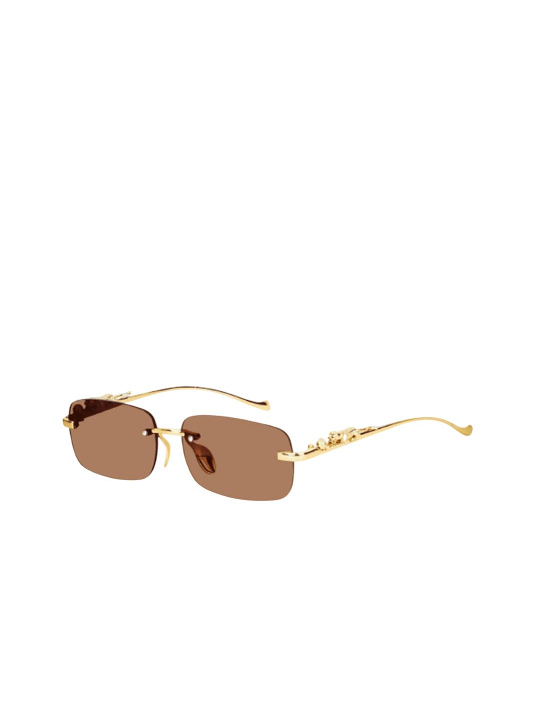 SPADEACES Men UV Protected Square Sunglasses Karan Gold Brown -07