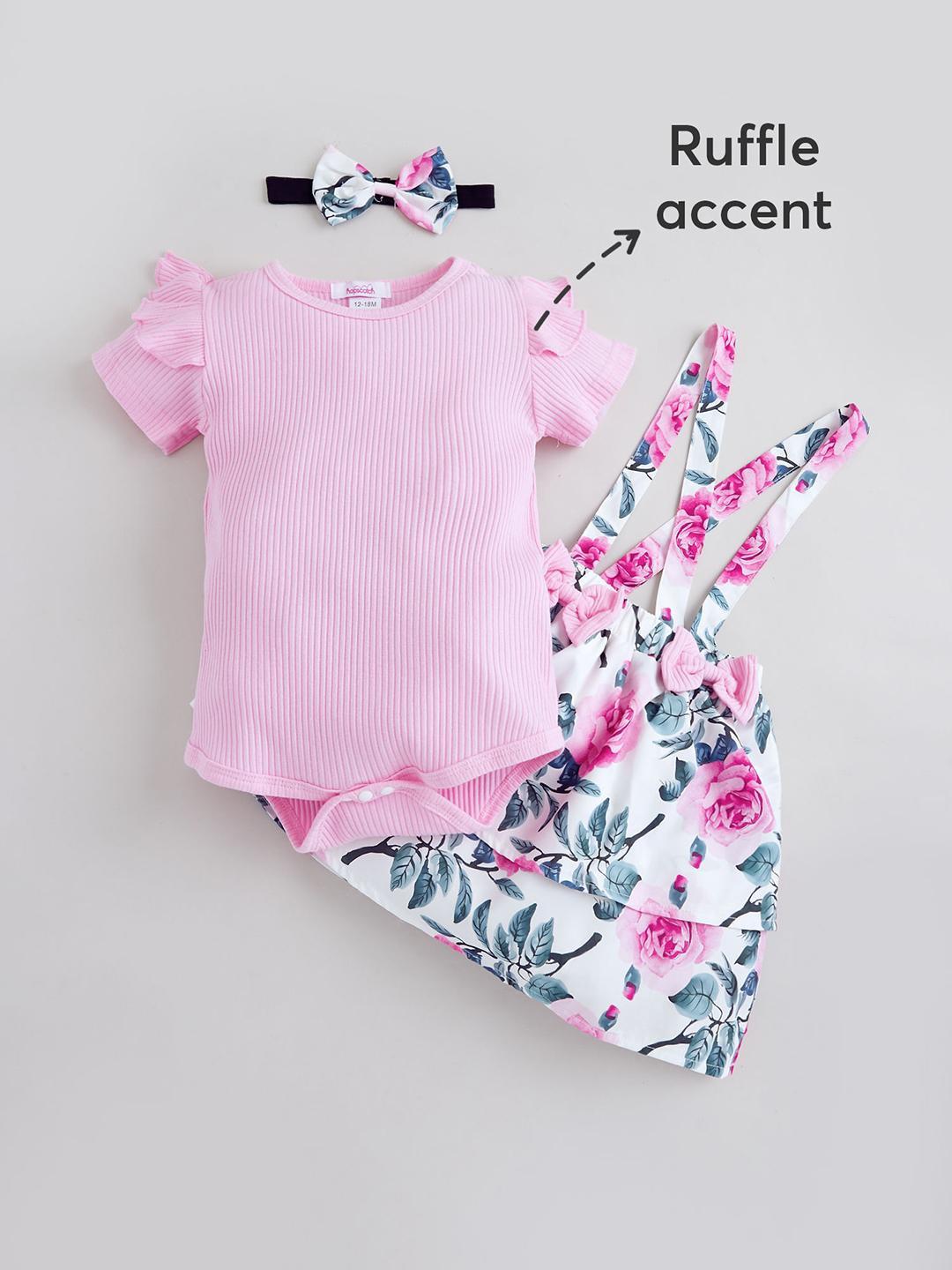 Hopscotch Girls Rose Ruffle Onesies & Skirt