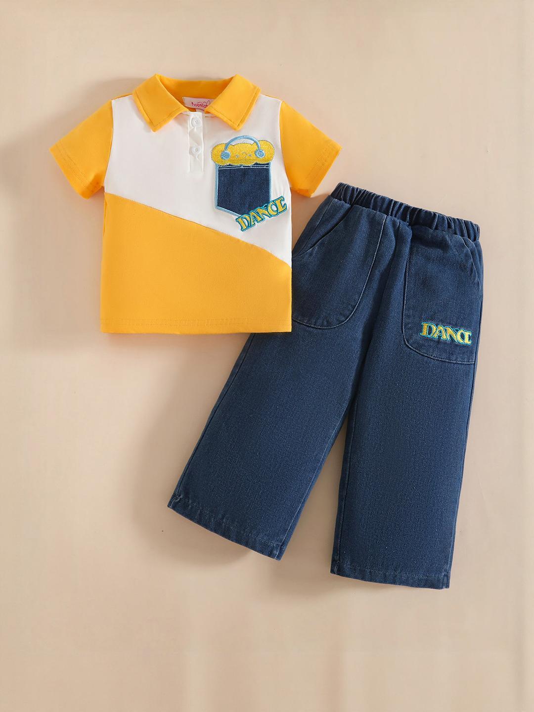 Hopscotch Sunshine Smile Printed T-Shirt with Trousers
