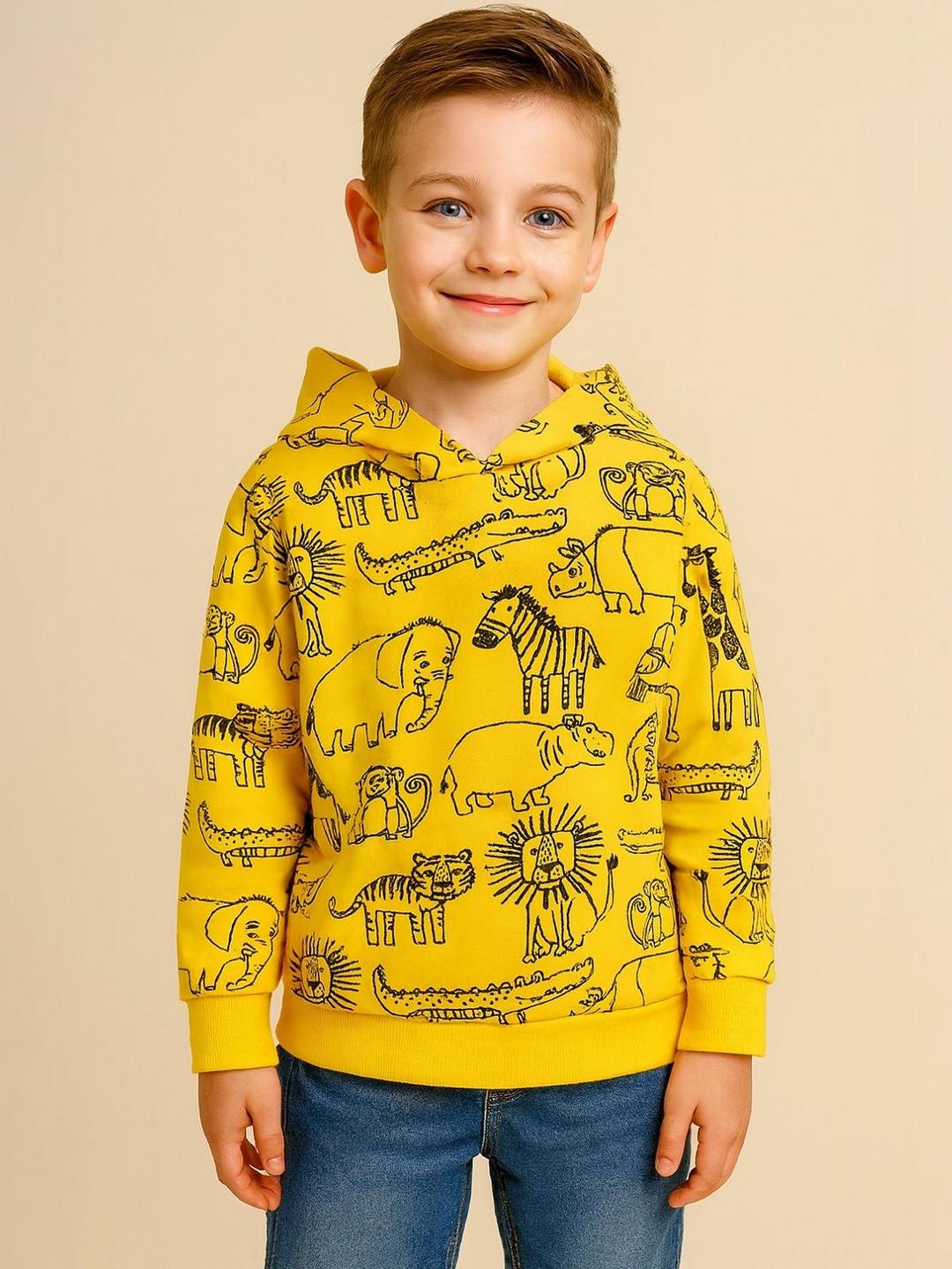 YK Boys Printed Hooded Sweatshirt