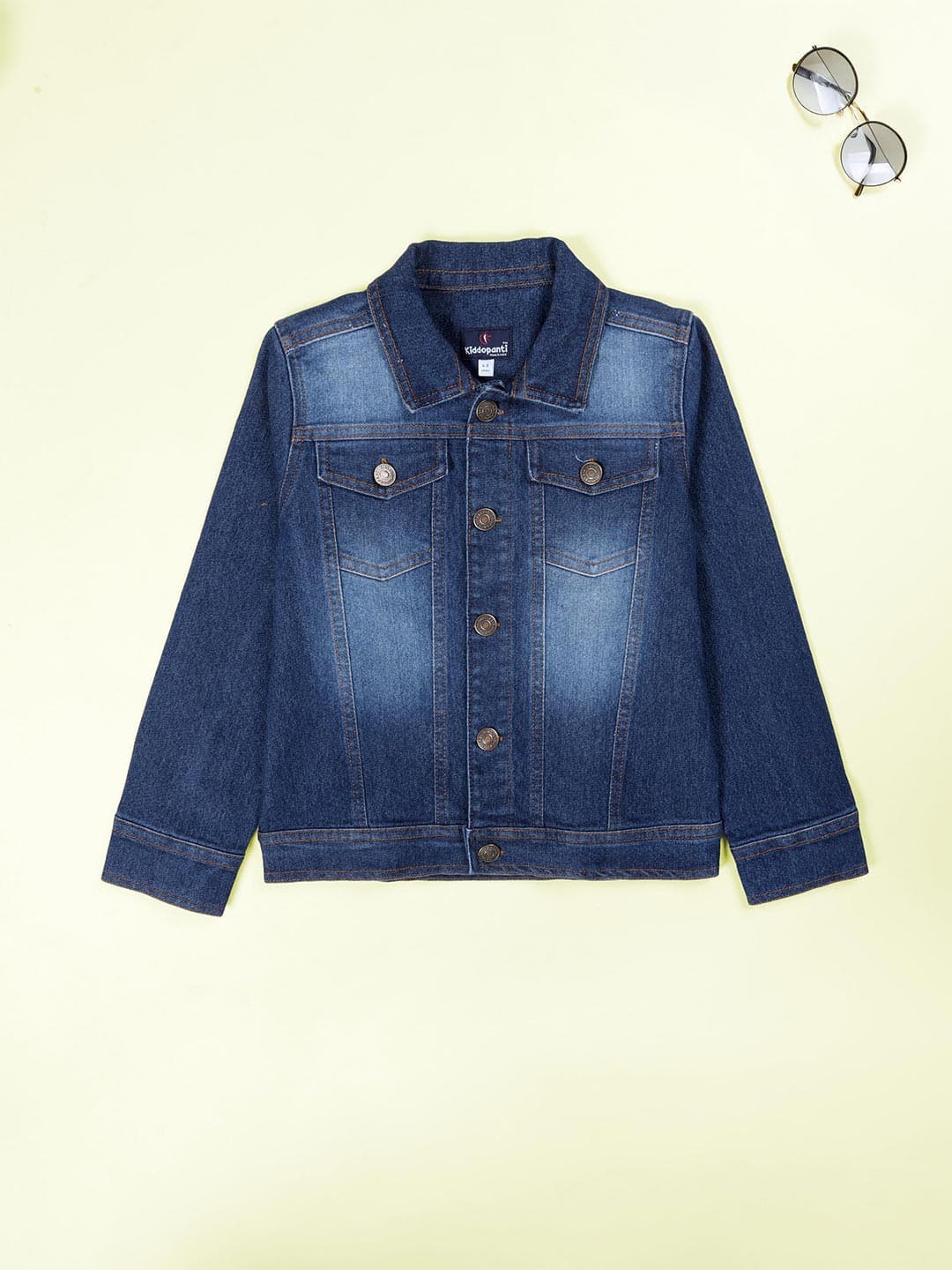 KiddoPanti Boys Washed Denim Jacket with Embroidered