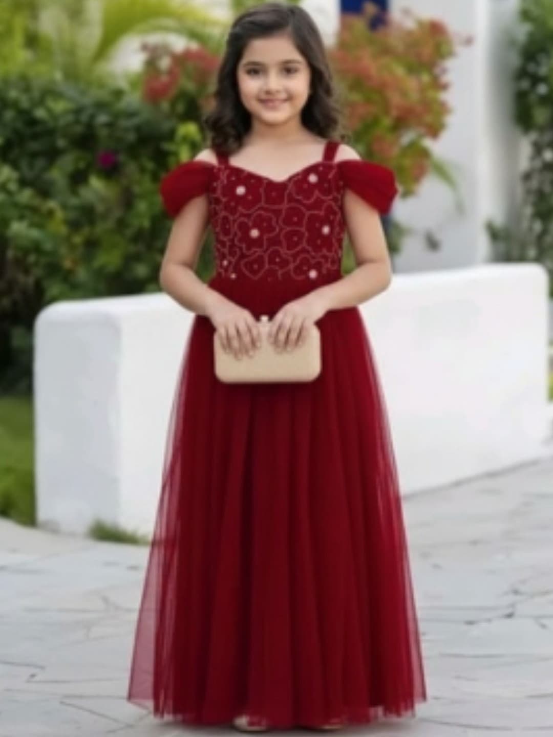 BAESD Floral Embroidered Velvet Maxi Dress