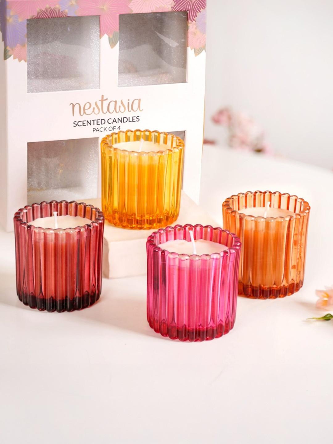 Nestasia Red & Yellow 4 pieces Jar Candle