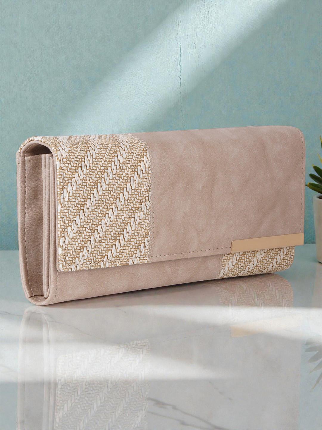 DOSYSO Women Woven Design Embroidered PU Envelope