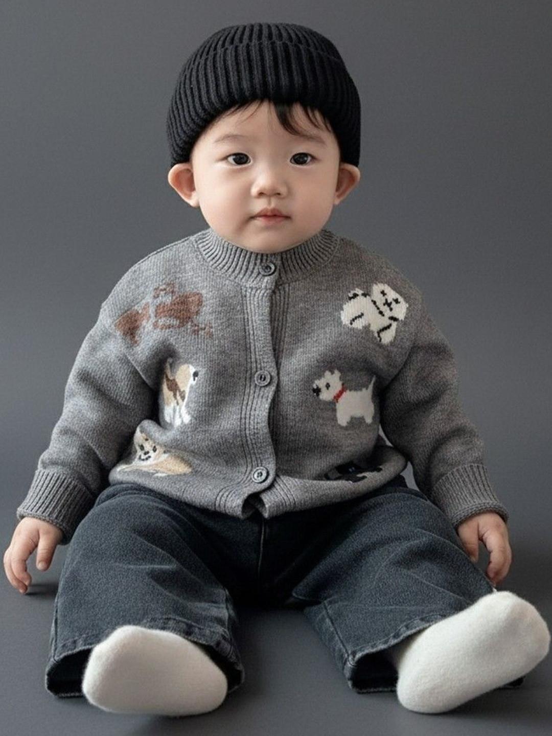 YK Unisex Kids Animal Printed Cardigan