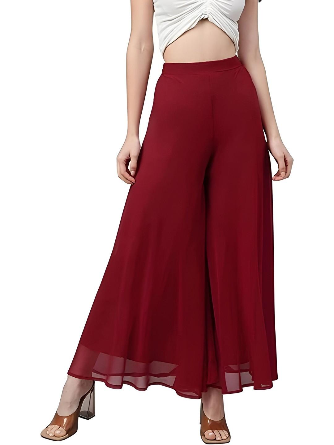 Farden Women Knitted Georgette Ethnic Palazzos