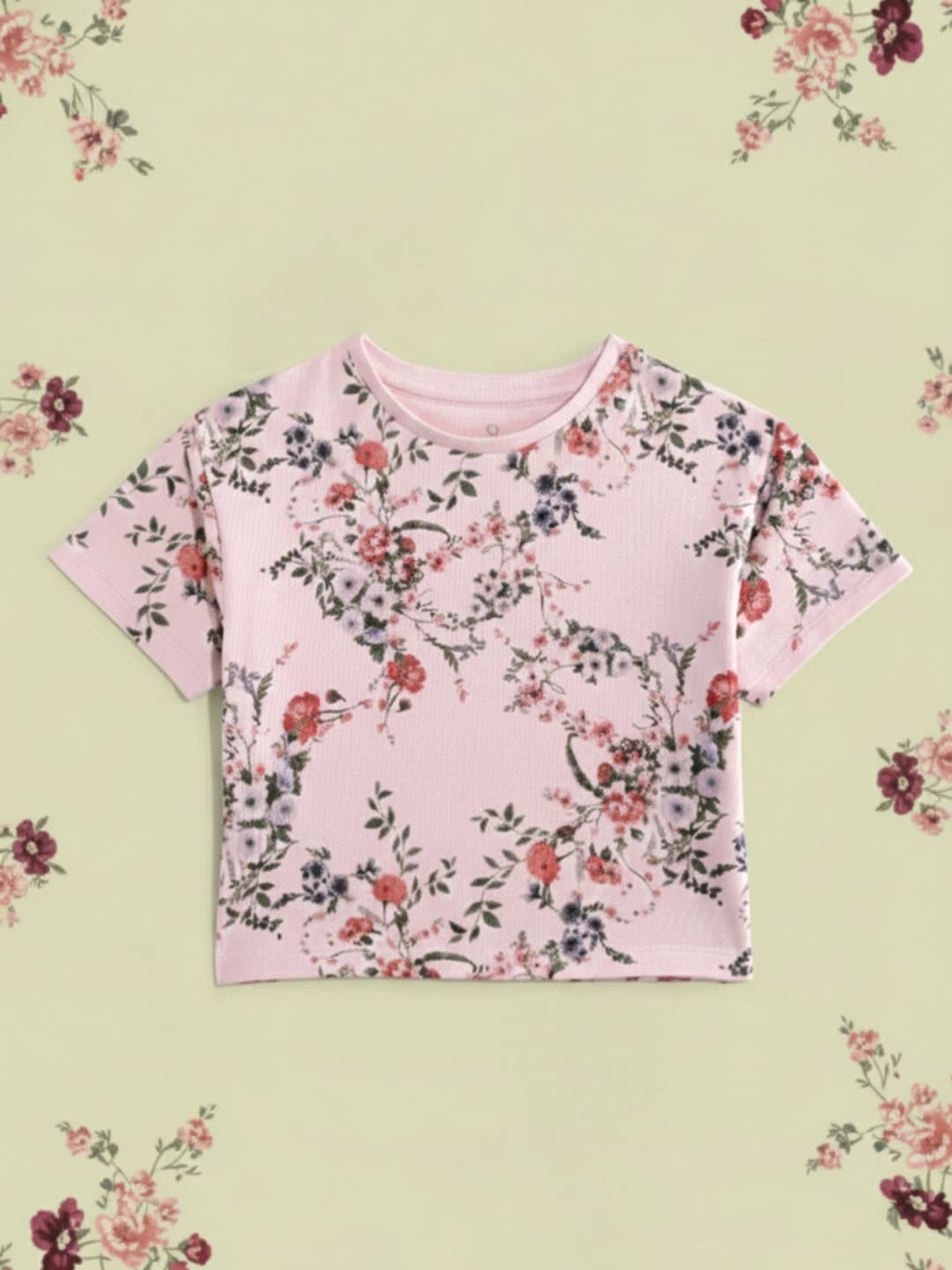 mothercare Girls Floral Print Pure Cotton T-shirt
