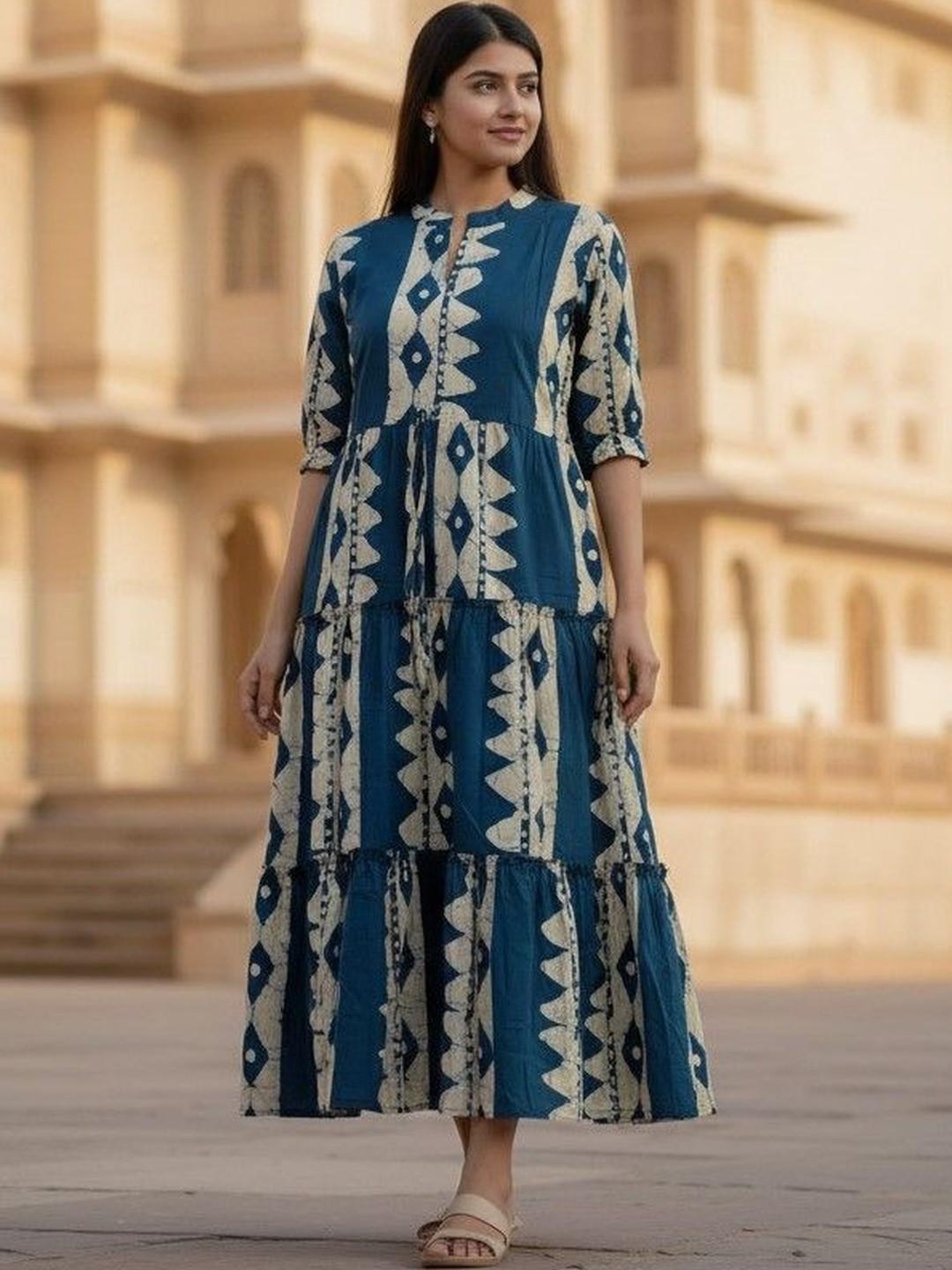 SATITHA Women Floral Printed Block Print Anarkali Kurta